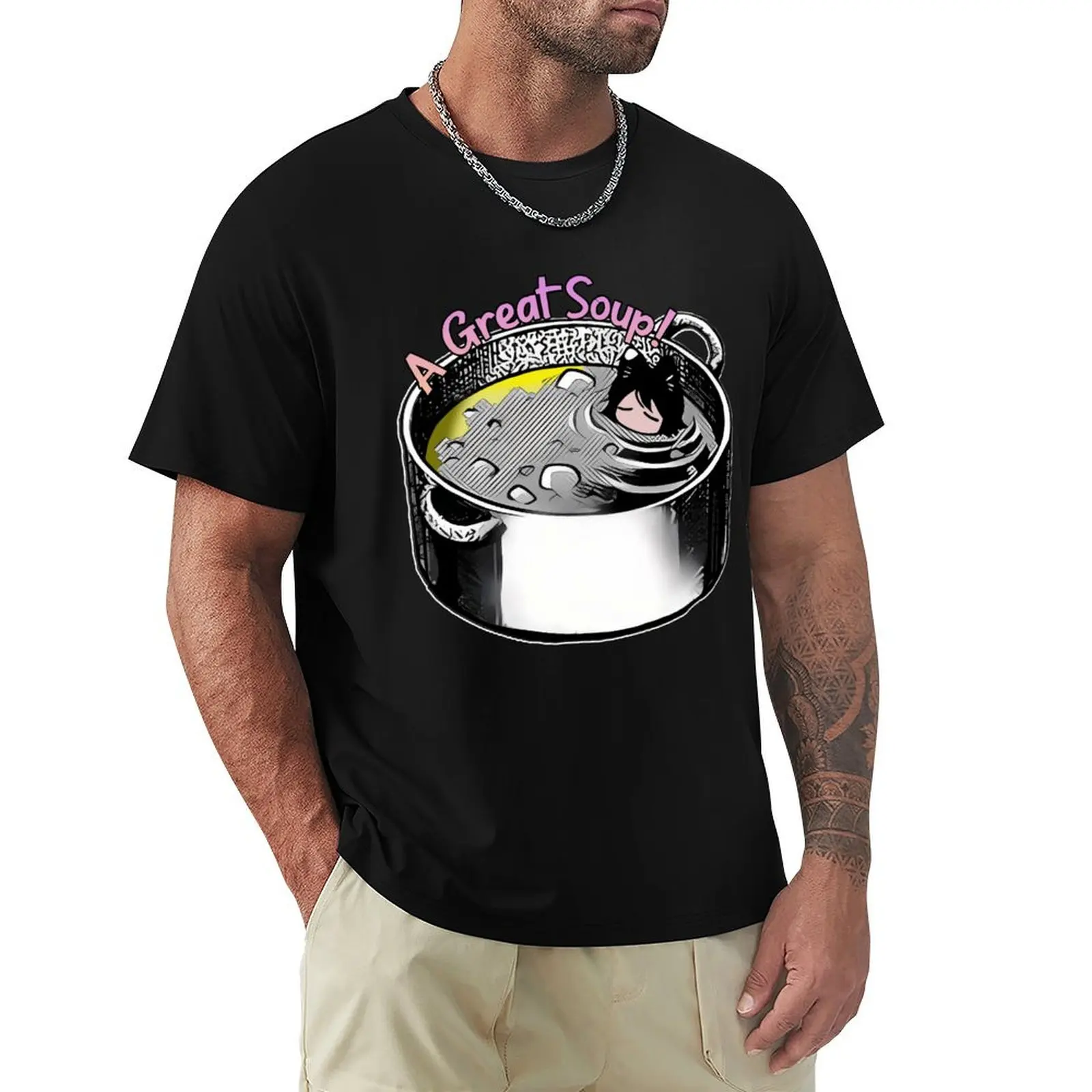 Dungeon Meshi Catgirl Soup T-Shirt Casual Light Summer Short Sleeve Top