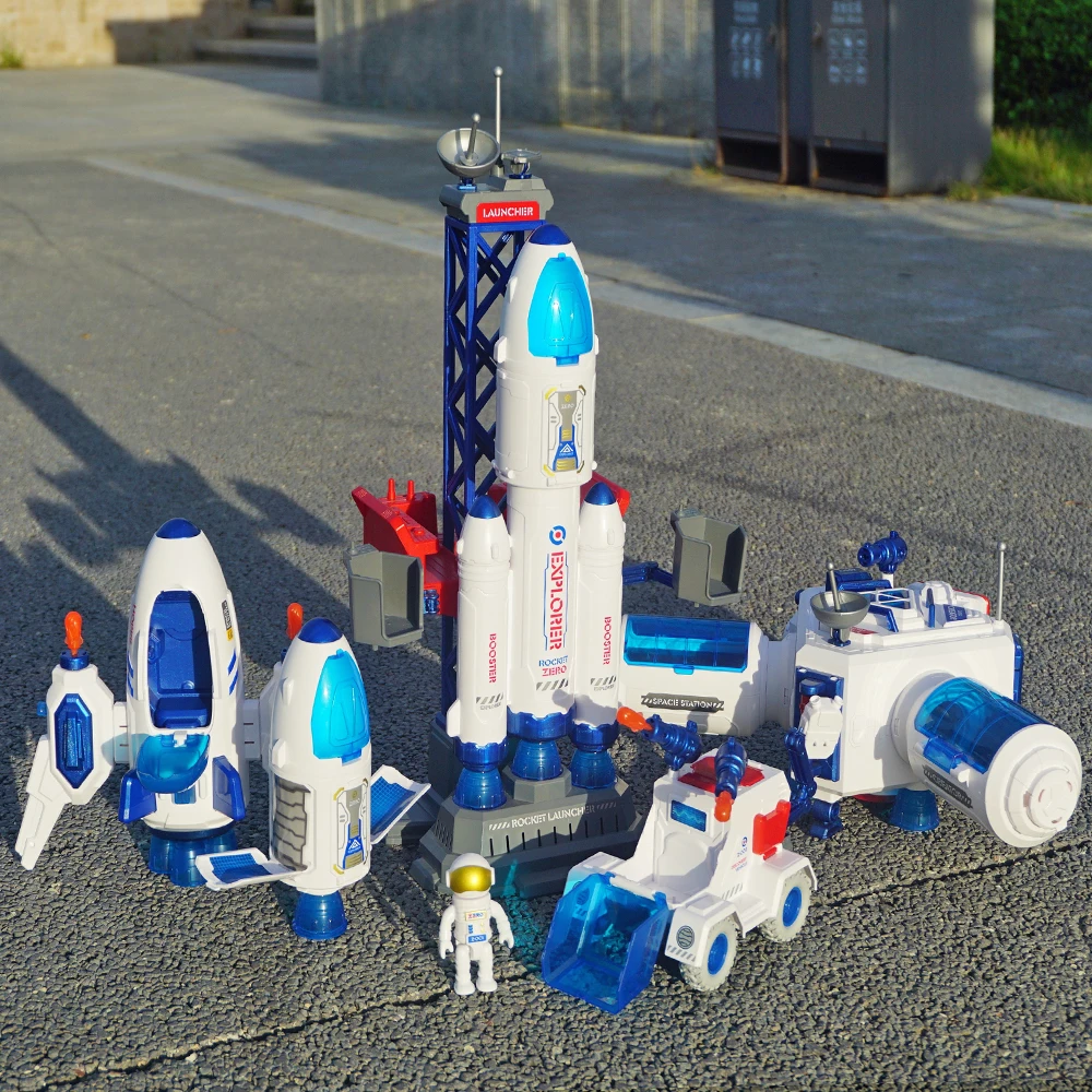 Spaceship Multistage Rocket Artificial With Light And Blast Off Sound Effects Montessori Airplane Shuttle Playset Toys Boy Gifts