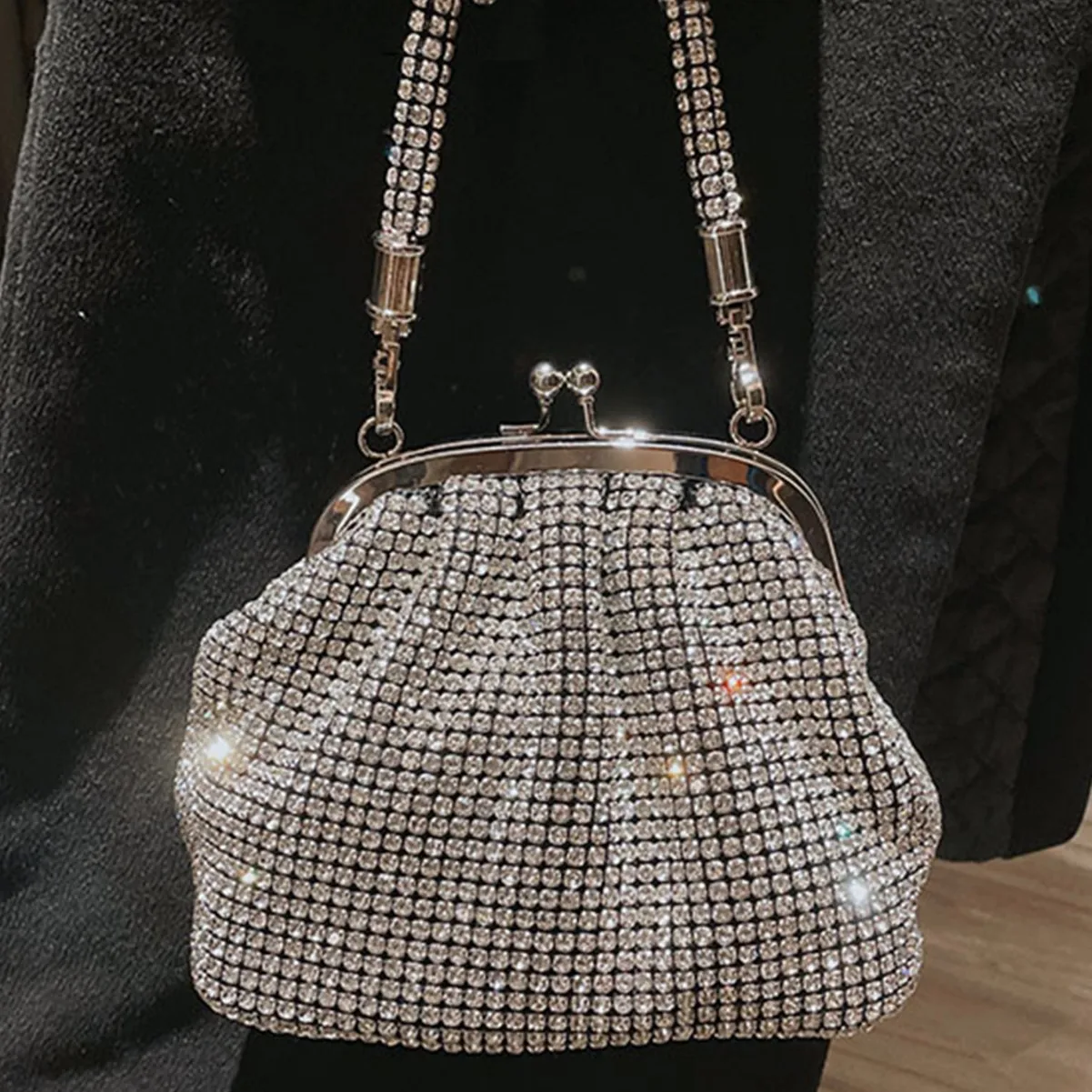 

Акриловая сумка со стразами, вечерняя сумка для торжеств, женская сумка с блестящими стразами, мягкая сумка на молнии