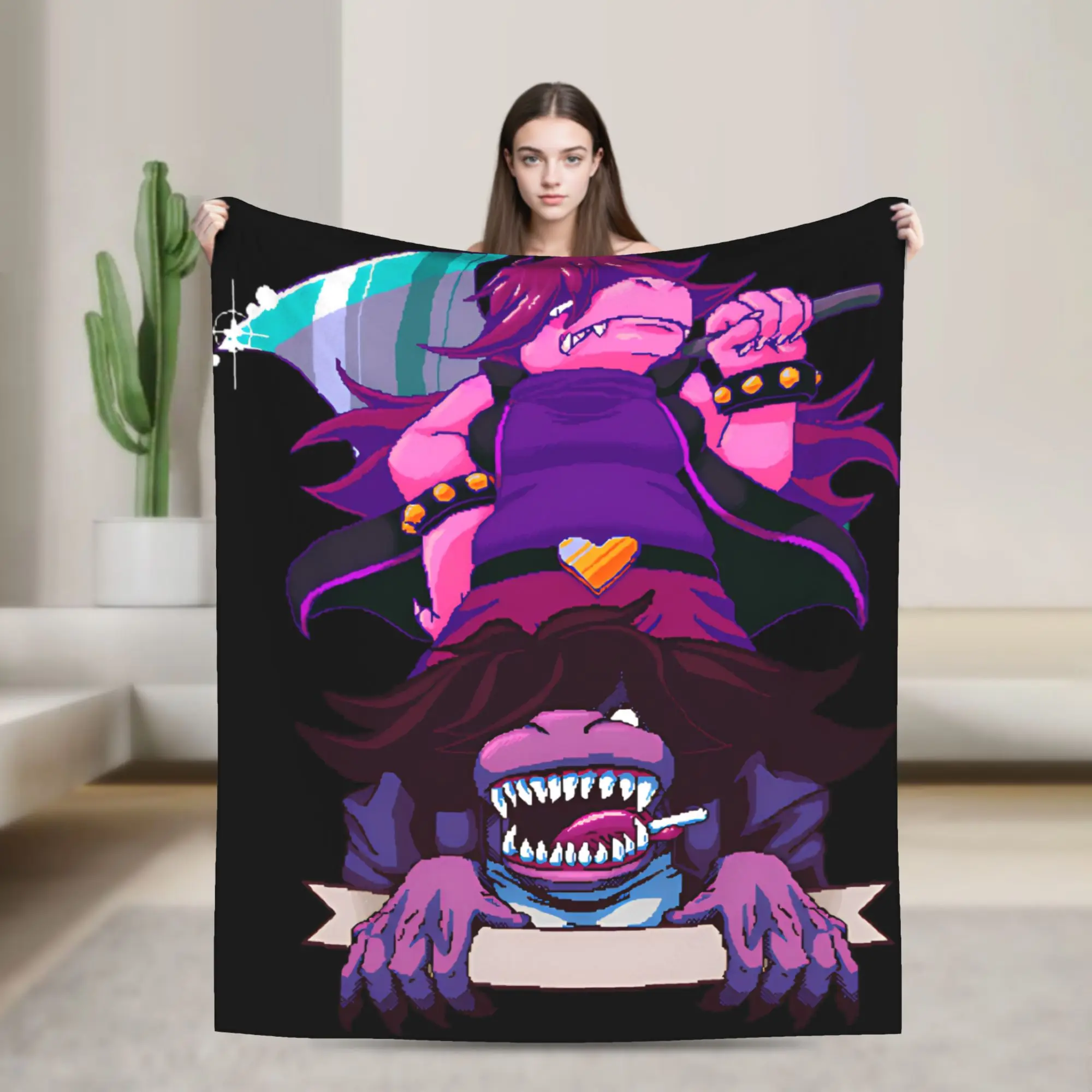 Susie Deltarune Blankets Quality Super Warm  Throw Blanket Autumn Camping Living Room Funny Bedspread