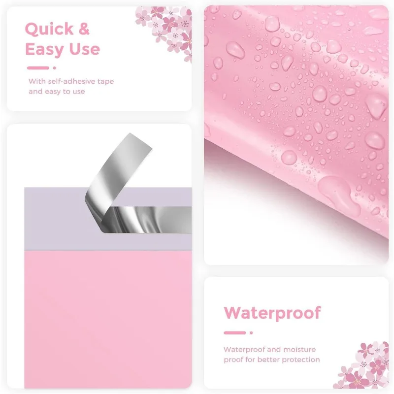 10X13 100 Pack, Strong Adhesive Shipping Envelopes for Clothing, for Small Businesses, Waterproof Mailers Poly Bags Pink