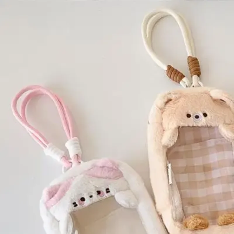 Cartoon Character Plush Toy Protective Storage Case with Keyring and Tiny Surprise Box for 15cm Doll