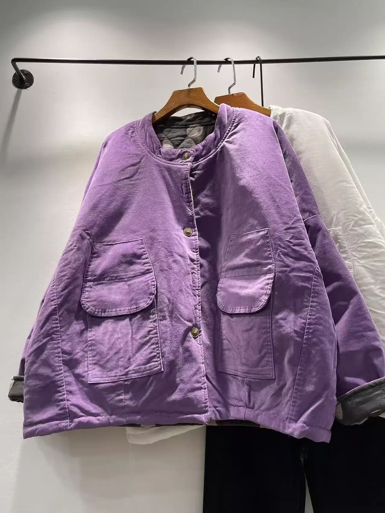 

Женская куртка на хлопковой подкладке, зима-осень, повседневная толстая теплая фиолетовая темно-красная оранжевая стеганая верхняя одежда, пальто