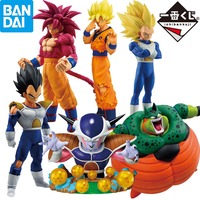 Original BANDAI Ichiban Kuji Dragonball Omnibus Cross SS4 Son Goku SS3Vegeta Cell Frieza Figure Anime Action Model Toys Gift