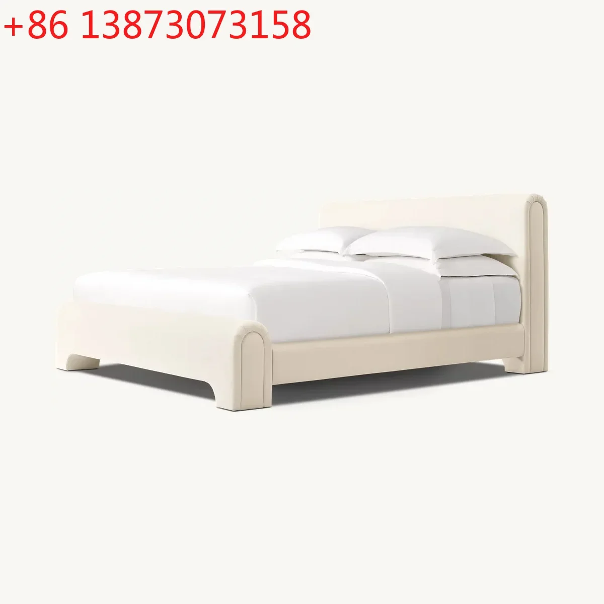 

French cream style fabric double bed Nordic medieval hotel B&B upholstered bed RH American simple bedroom large bed