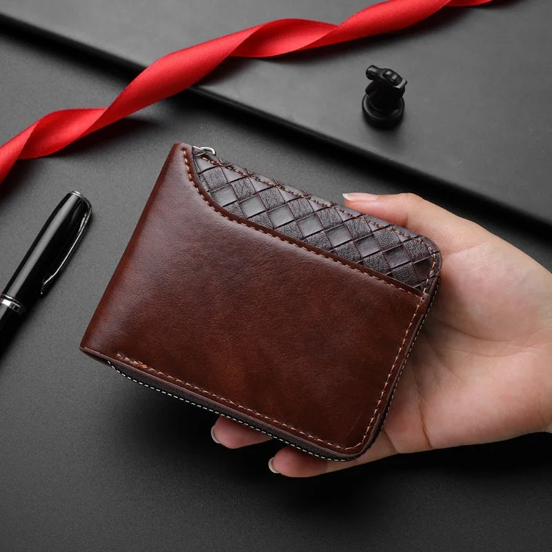 New Fashion Explosive Men's PU Zipper Coin Wallet Short Multi Functional Youth Trendy Bag Change Multiple Card Slots Storage Bag