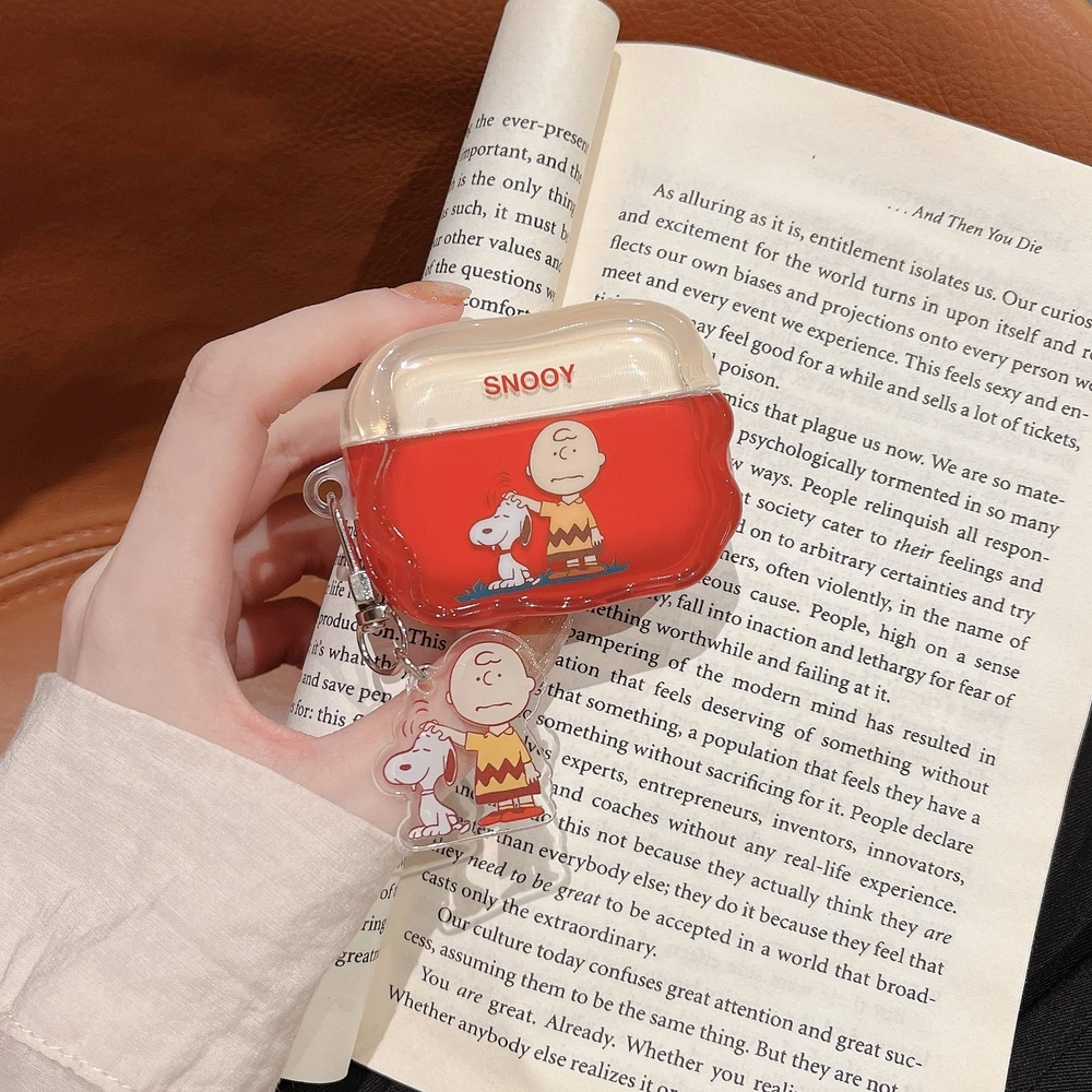 لطيف الكرتون سنوبي تشارلي براون حقيبة سماعة الاذن ل Airpods 4 برو 2 1 2 3 سماعة لاسلكية تعمل بالبلوتوث سماعة الغطاء الواقي قلادة