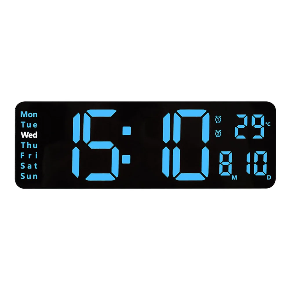 

External Power Supply Digital Clock All Black Casing Can Be Controlled Remotely Date External Power Supply Inches