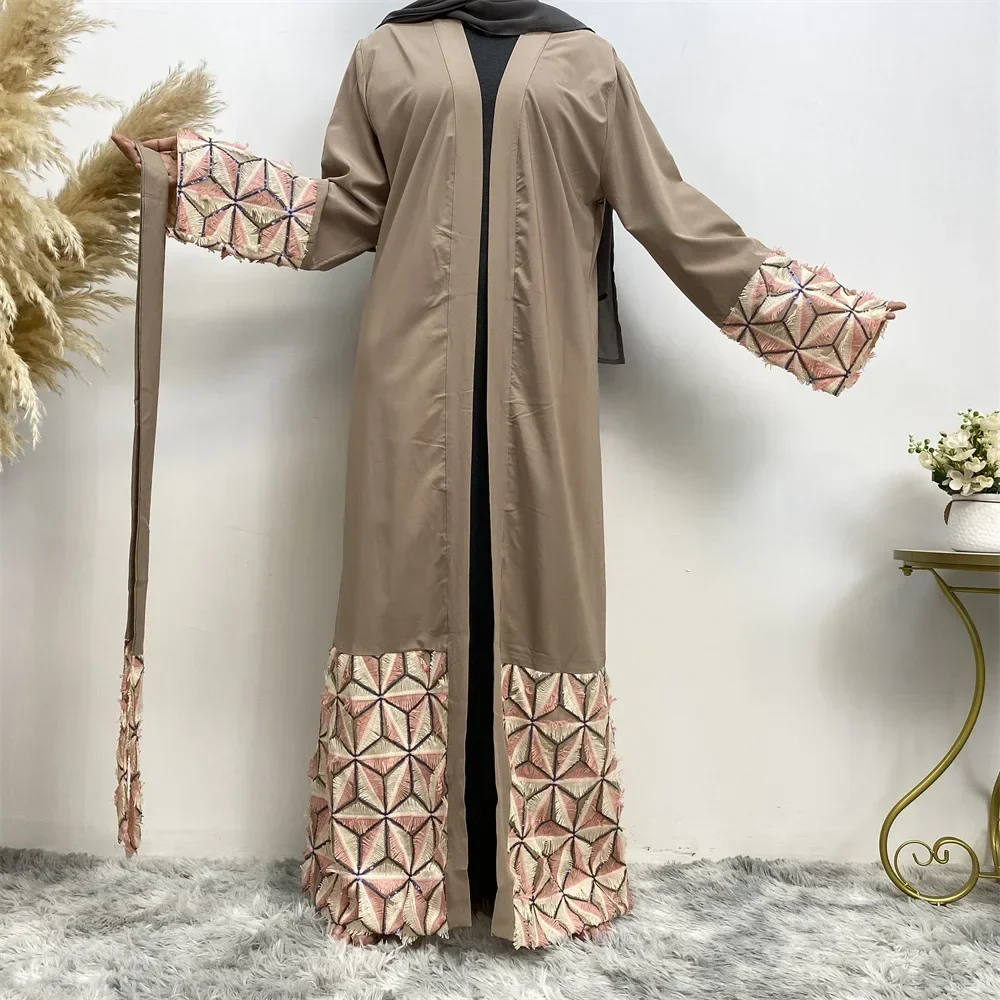 Semplici abaya per le donne Casual manica lunga Maxi abito lungo Dubai abaya Cardigan arabo abiti musulmani Patchwork Robe Vestidos