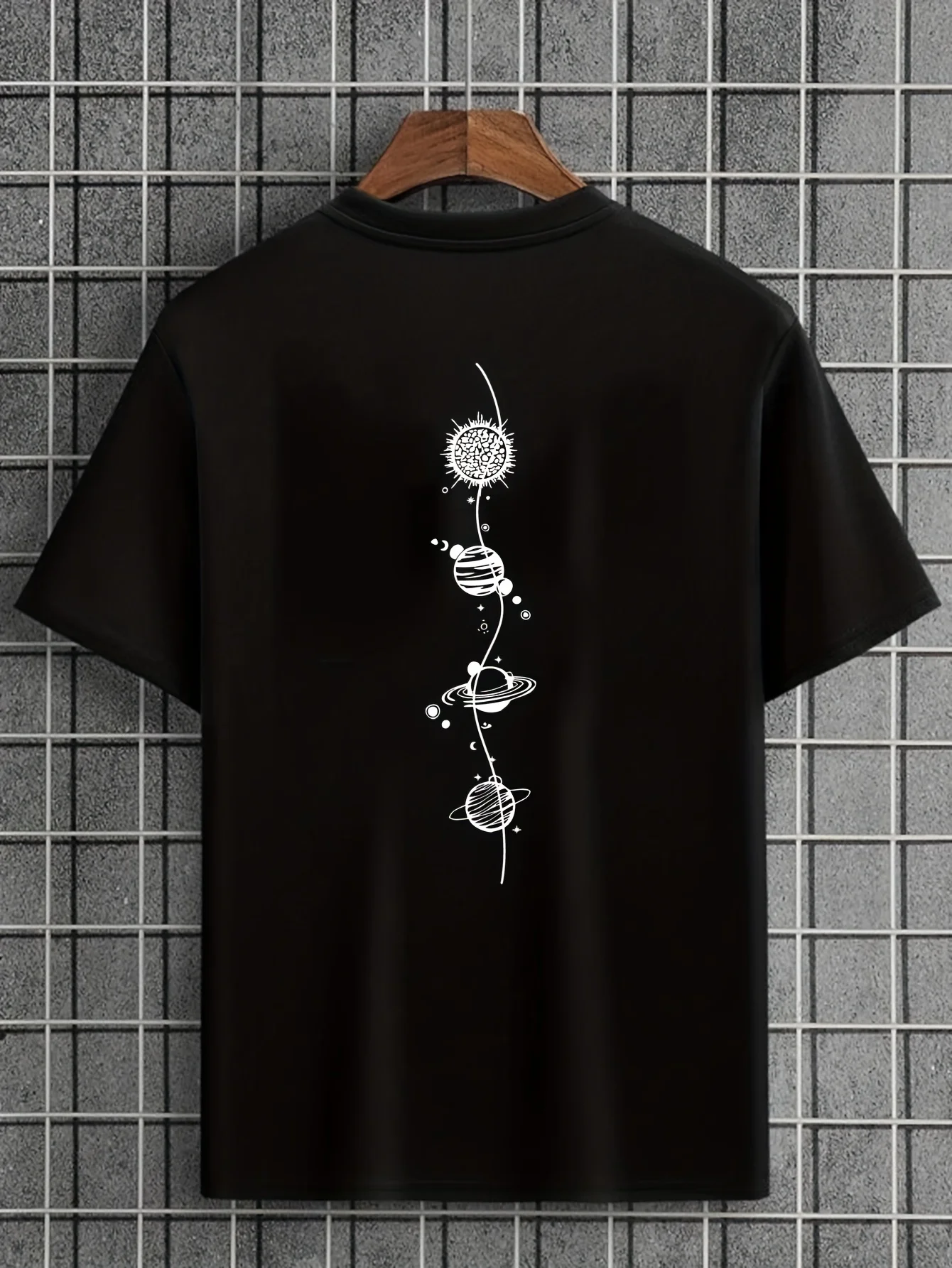 Men's 100% pure cotton summer loose size Planet Graphic Design print casual comfortable round neck short sleeved T-shirt top image 3
