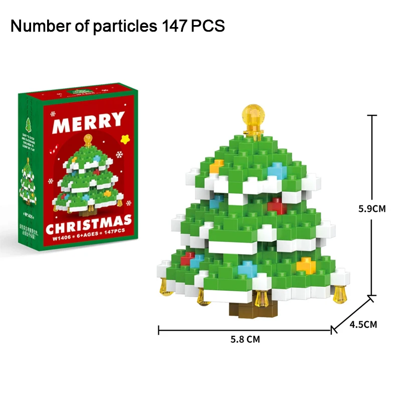 DIY Kerst Bouwsteen Kerstman Sneeuwpop Elanden Boom Micro Bouwsteen Puzzel Thuis Feestdecoratie Cadeau Kinderspeelgoed