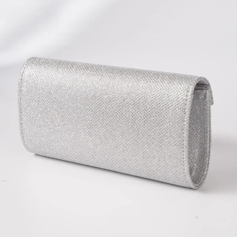 Glitter Evening Bag with Chain for Women, Long Purse, Shoulder Handbag for Phone, Female, Wedding Party, Fashion, Envelope