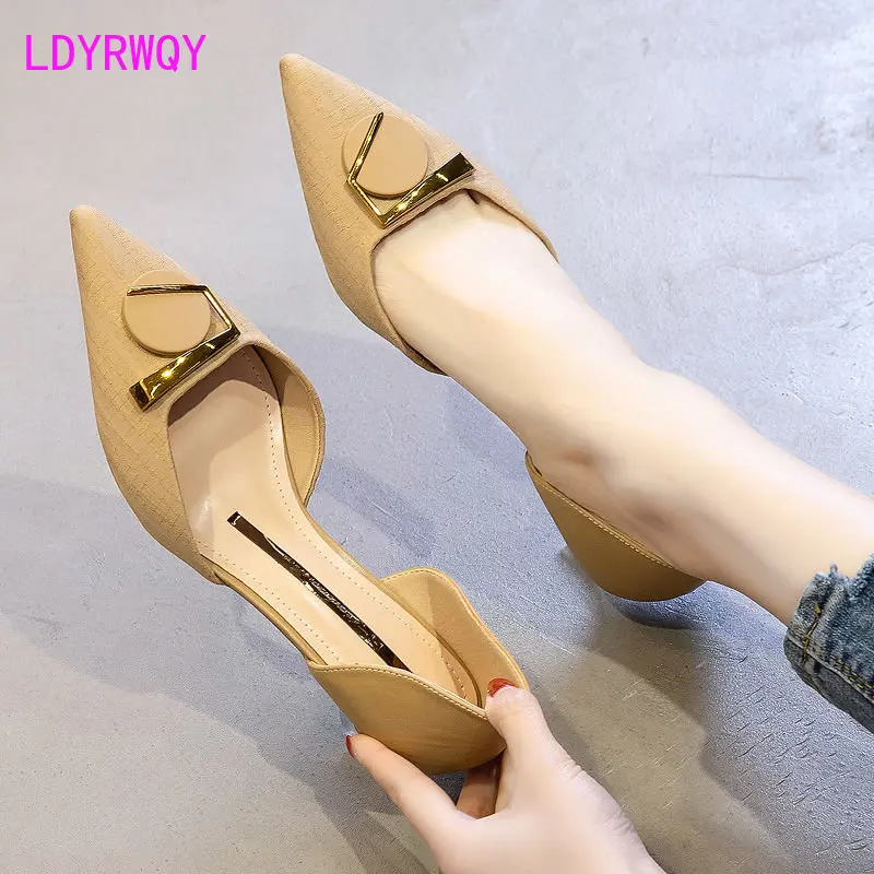 High heels Spring/summer 2022 new versatile pointed, shallow, thin heel hollow single heel Super High (5cm-up)