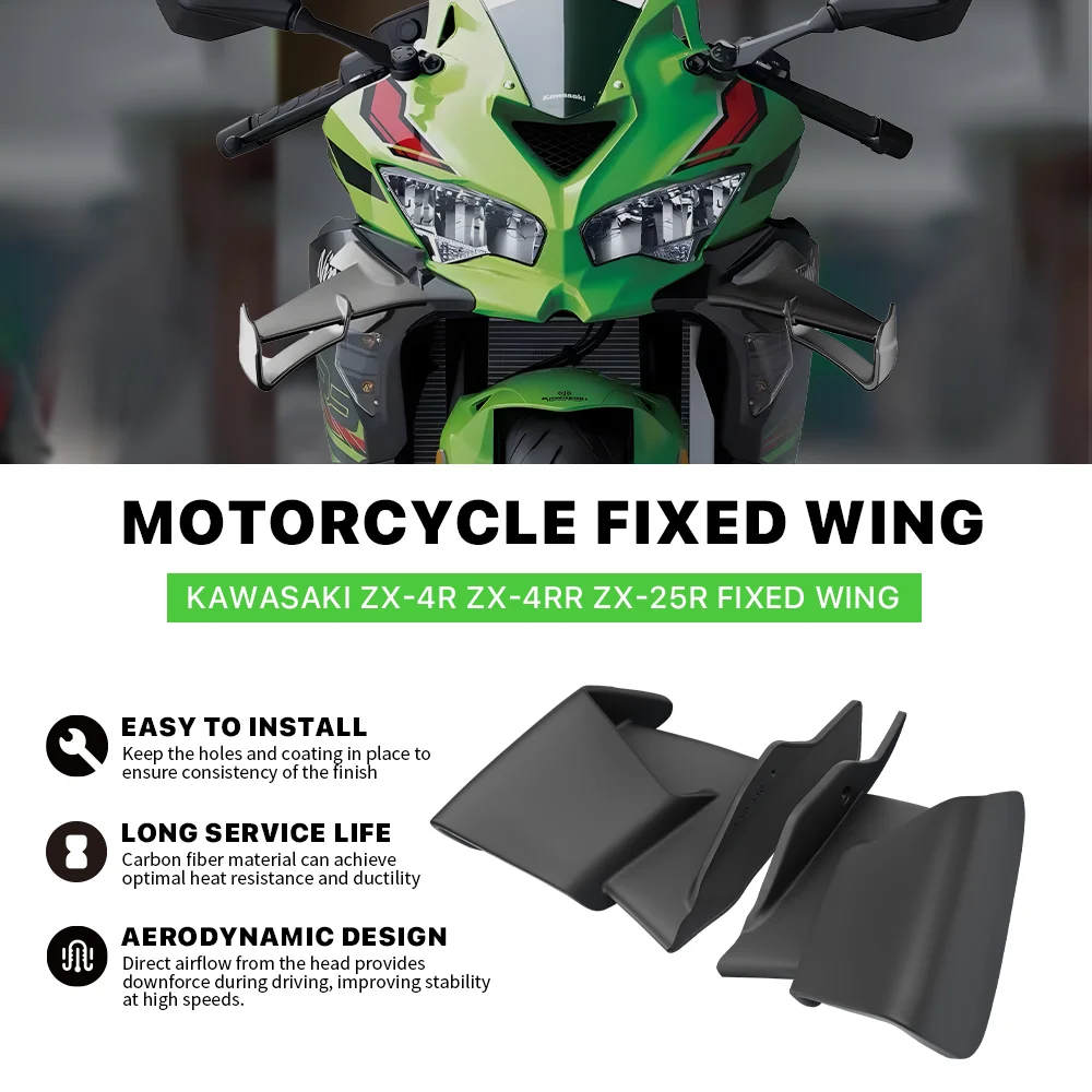 

Motorcycle aerodynamics side fixed wing GP racing wing force spoiler For Kawasaki ZX-4R ZX-25RR ZX4R-R/RR 2020-2024