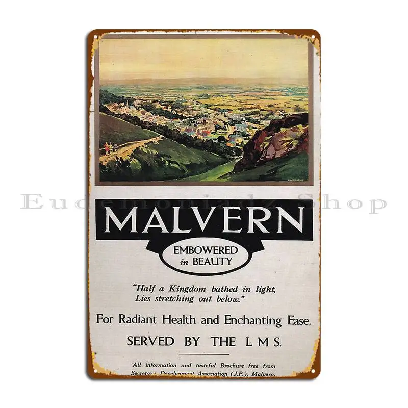 Malvern Worcestershire Vintage Railway Travel Poster 1923 1947 Metal Plaque Cinema Customize Plaques Designing Tin Sign Poster