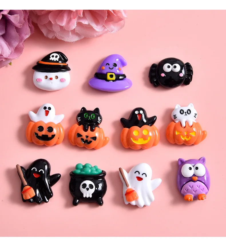 New Pumpkin Skull Halloween 11 resin accessories handmade diy materials for mobile phone case refrigerator sticker hair tie