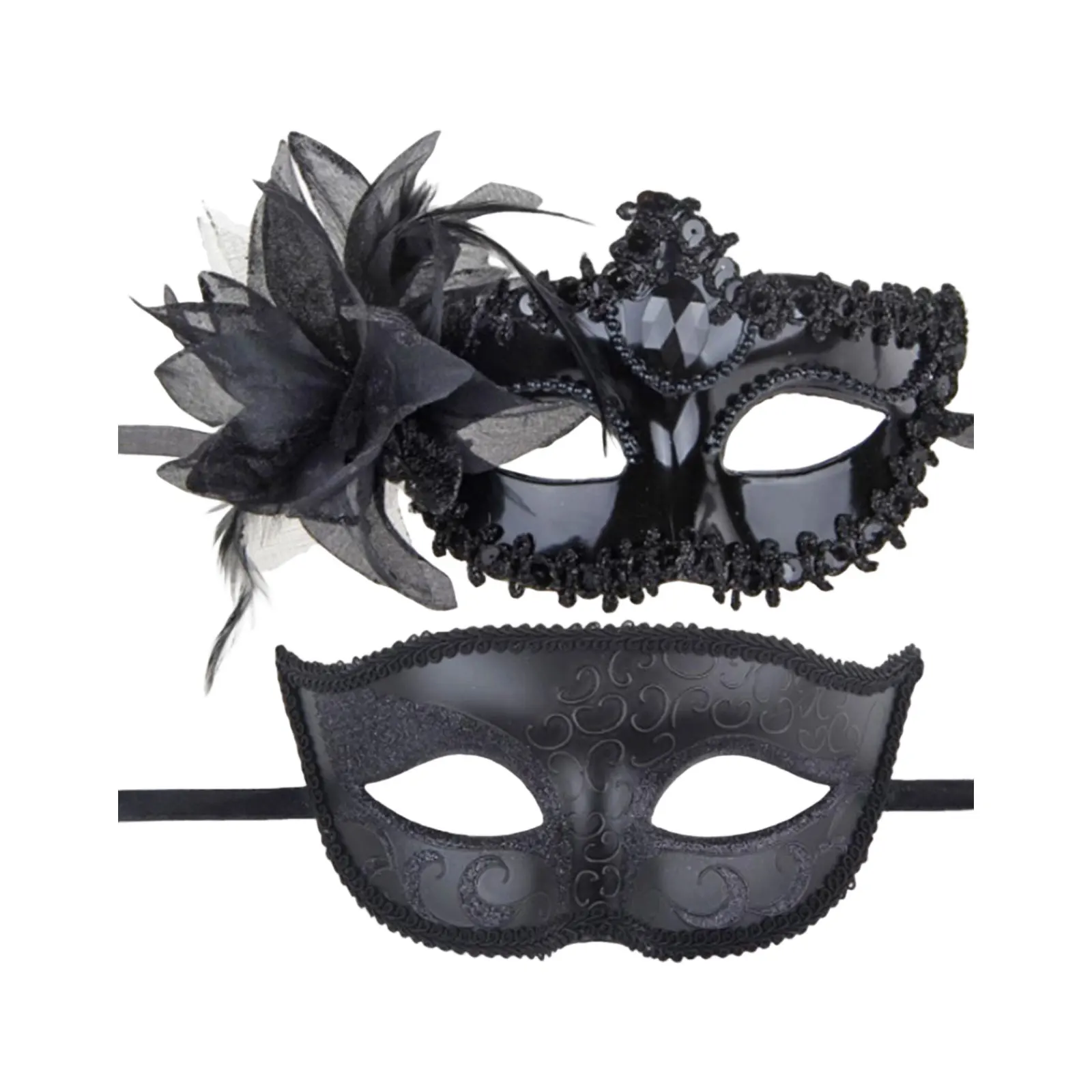 Maski Balowe Black Series dla Par Koronkowe Maski Imprezowe Weneckie Maski Świąteczne Mardi Gras Zestaw Mask Akcesoria do Kostiumów Cosplay