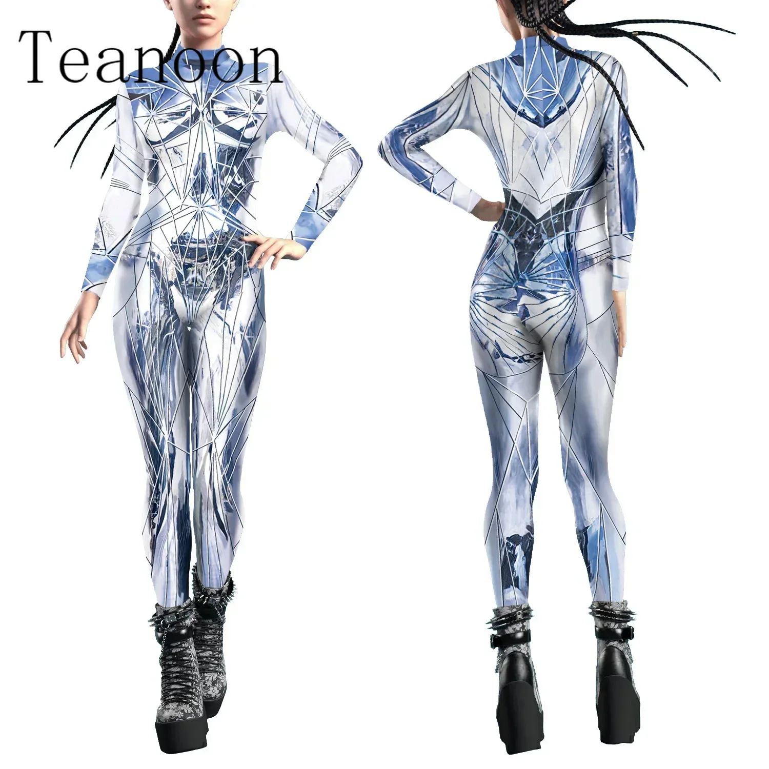 Fragment Glass Print Skinny 3D Carnival Bodysuit Female Costume Men Zentai Party Slim Jumpsuit Cosplay Fancy Outfit Monos Mujer