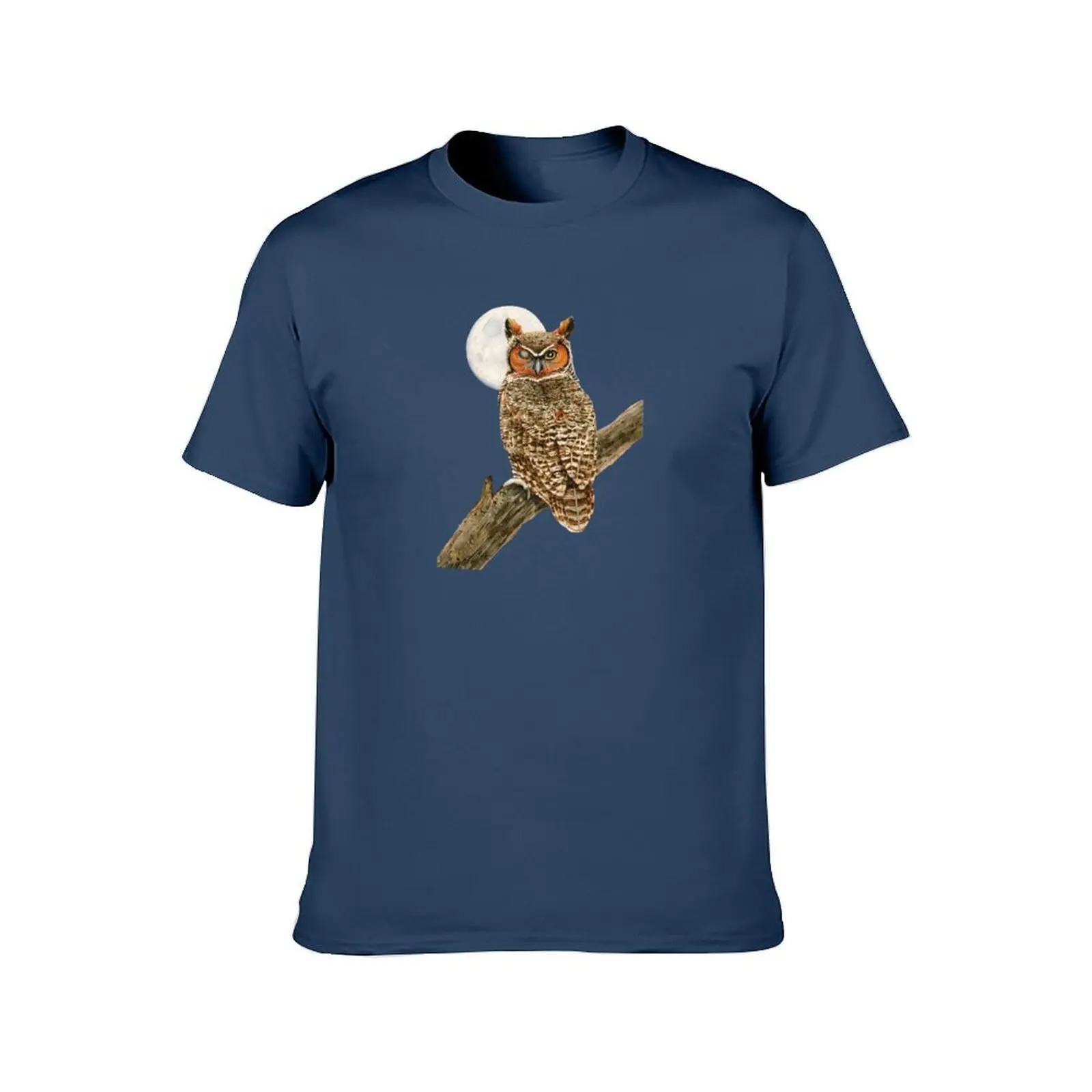 Great Horned Owl With the Moon T-Shirt shirts graphic tee Funny t-shirt customs boys animal print mens workout shirts