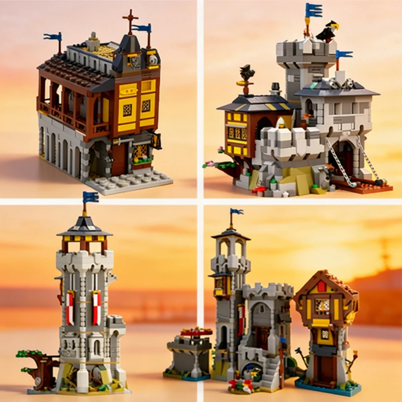 

Городская сцена в стиле Hot Street Scene, идеально подходящая для любителей конструкторов, любящих средневековые дома и старинные города. Модульные кирпичики для сборки замка.