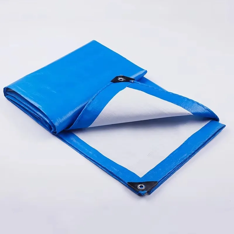 Blue and white double-sided PE tarp waterproof sunscreen reflective