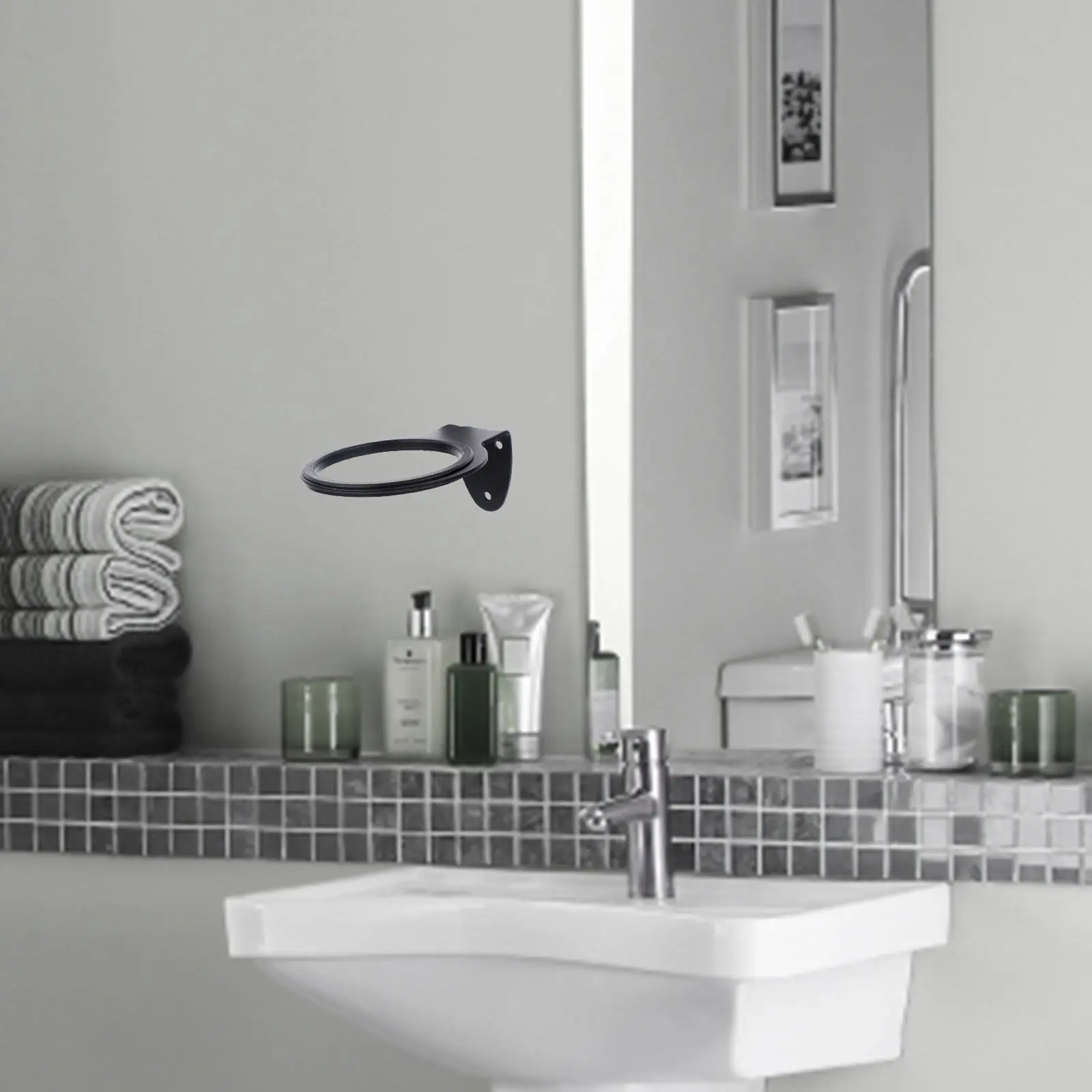 1Pcs Heavy Duty Stainless Steel Punching Hair Dryer Stand Wall Mounted Hair Dryer Storage Rack for Home Bathroom Toilet