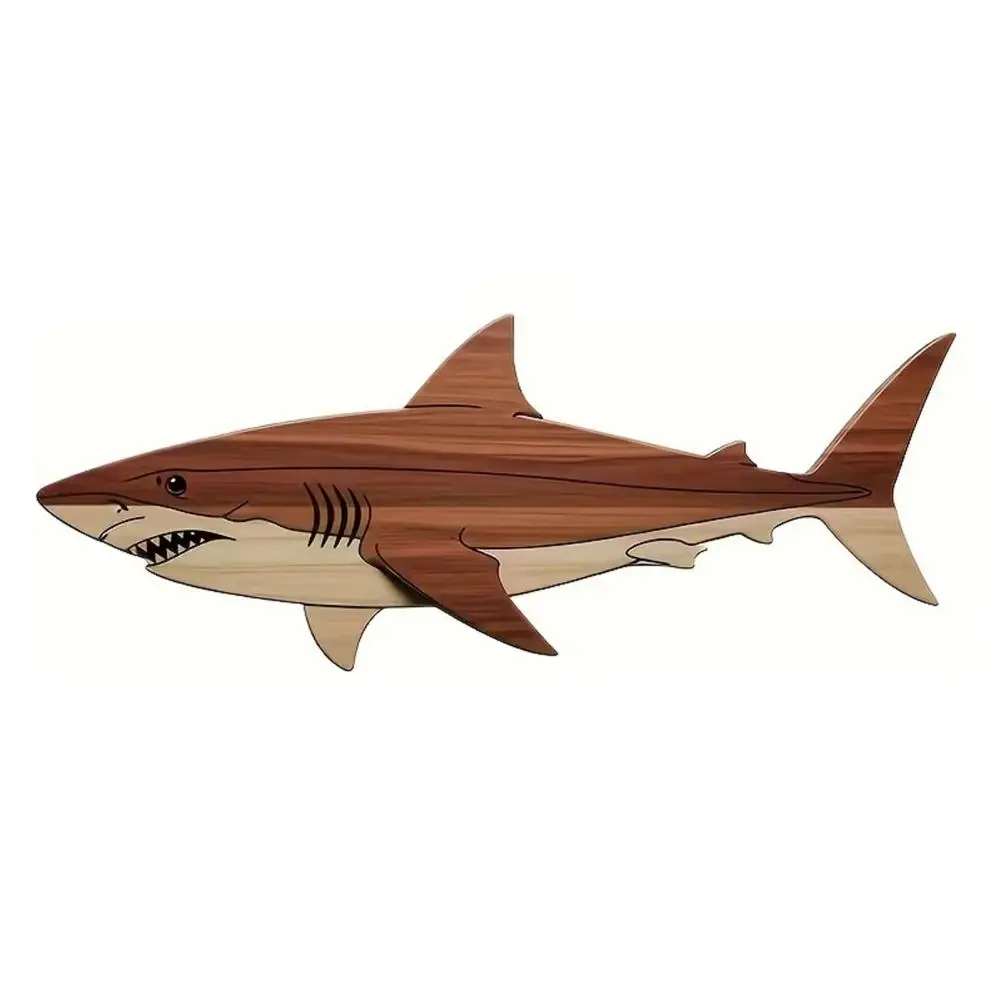 

Rustic Wooden Shark Wall Art Fish Wall Hanging Sculpture Coastal Beach Style Home Bedroom Living Room Decoration Gifts