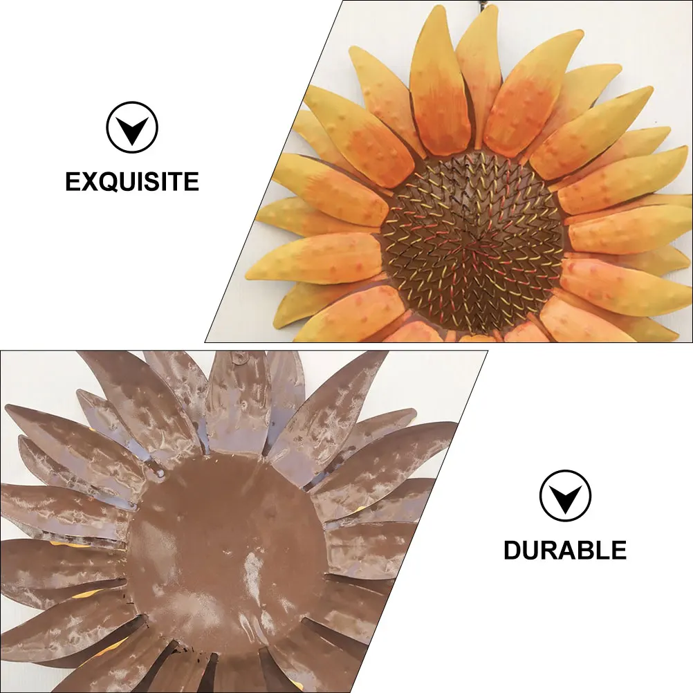 Iron Craft Wall Decor Large Floral Hanging Iron Craft Sunflower Decor Ornament for Porch Garden Fence Gate Outdoor Yard