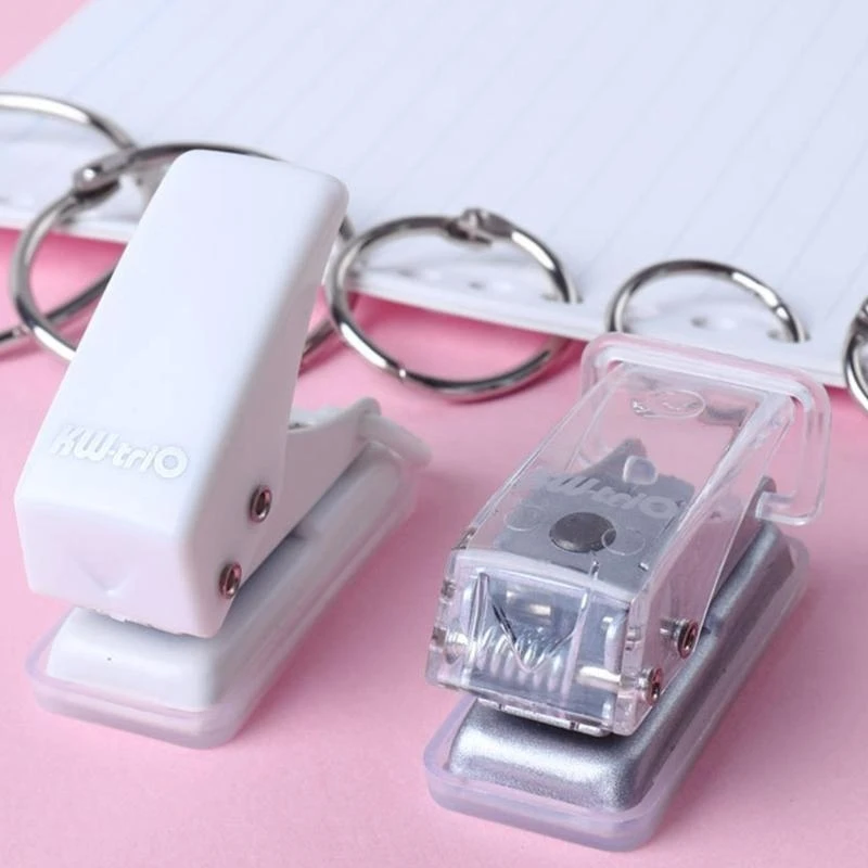 Single Round Hole Puncher with Confetti Storage Bin Manual Punching for DIY Loose-leaf Refill Paper School Office