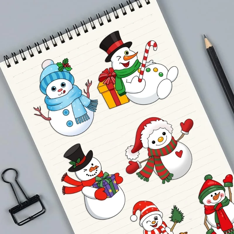 Christmas Snowman Decorative Stickers 24pcs Waterproof PVC Tablet Accessories best sale