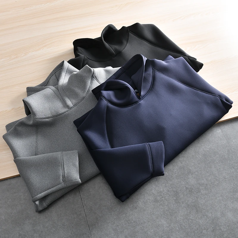 

Spring Men's Hoodie Casual Loose Fit Overhead Sweatshirt Elastic Air Layer Youth Fashion Urban Style Pure Color Basic Style