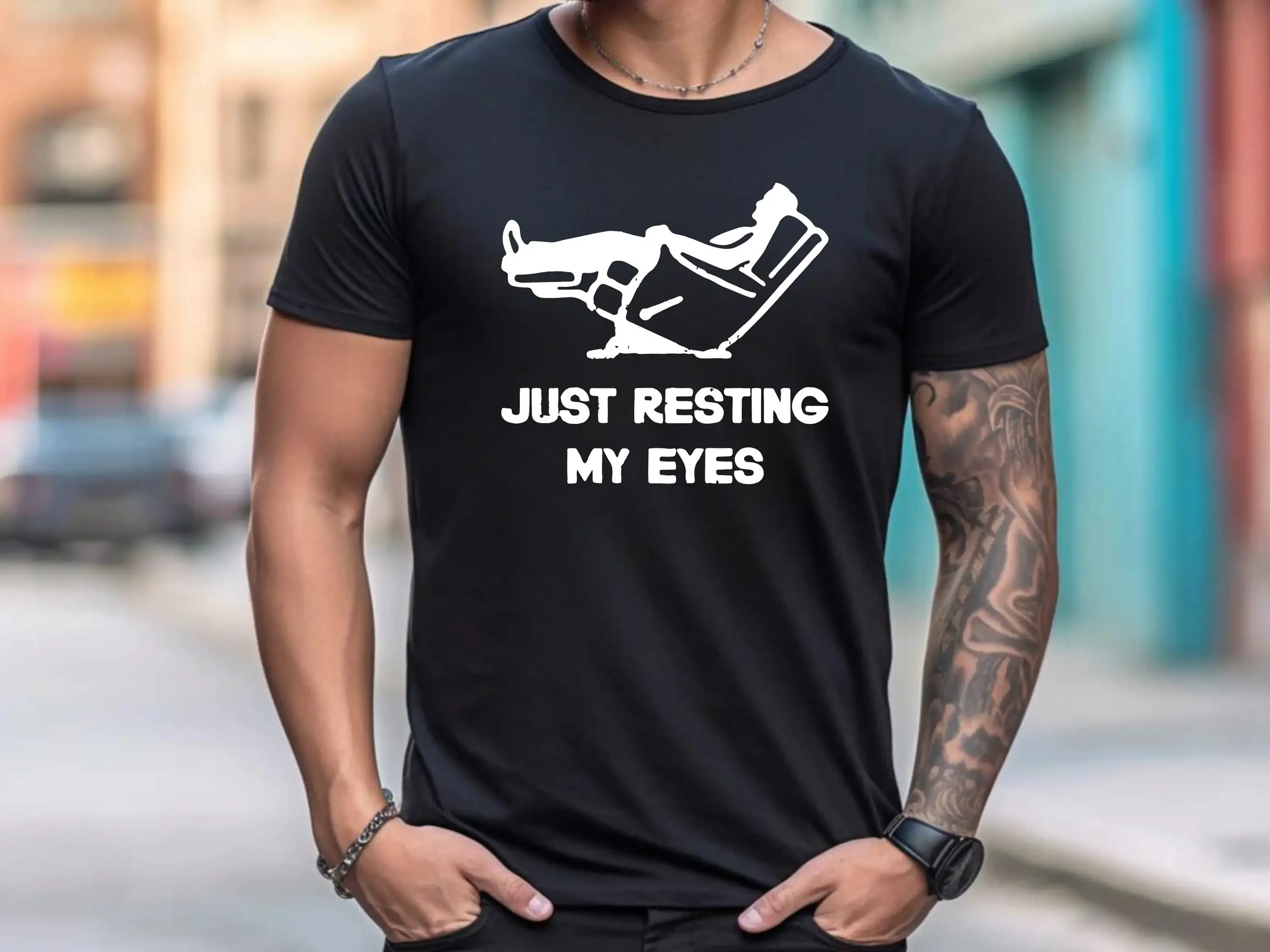 Just Resting My Eyes Recliner Tired Dad T Shirt Funny Mens Father s Day Nap Champ For