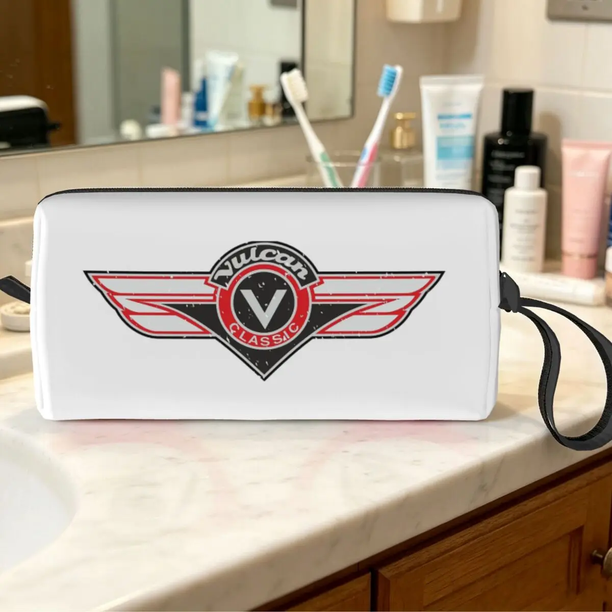 Vulcan VN Motorcycle Classic Logo Worn Makeup Bag Cosmetic Organizer Toiletry Cosmetic Bag for Women Beauty Travel Pencil Case