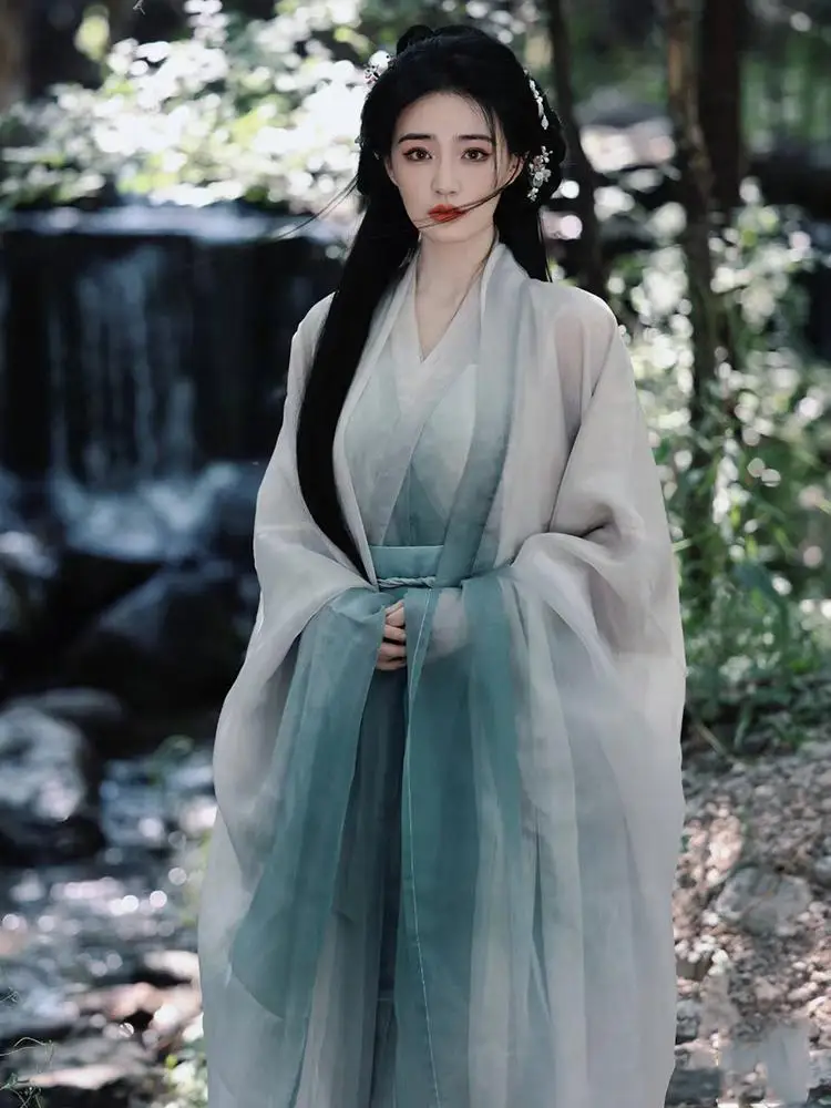 [12000 Personas lo Compraron] Hanfu de Xu Lu para Mujer, Traje Antiguo de las Dinastías Wei, Jin, del Sur y del Norte, Sensación Fresca y Elegante, Talla Grande