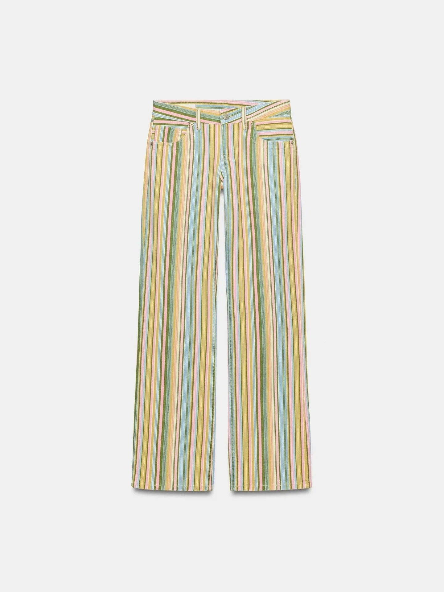 Low-Waist Striped Straight-Leg  Women's Jeans Cotton Denim Pants Comfortable Fit Durable Fashionable Ladies Jeans