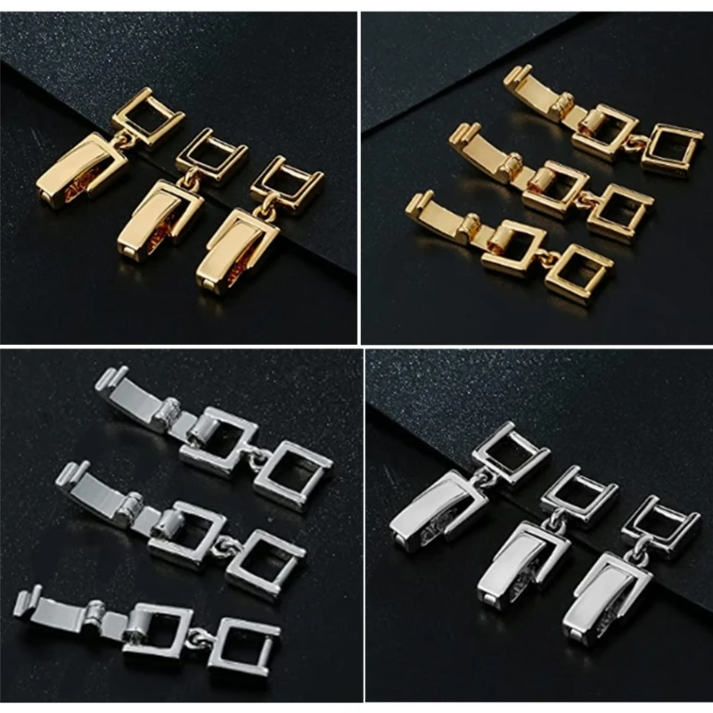 5 Pcs Simple Necklace Bracelet Extenders Alloy Extension Fold Over Clasp for Bracelet Necklace and Jewelry Making