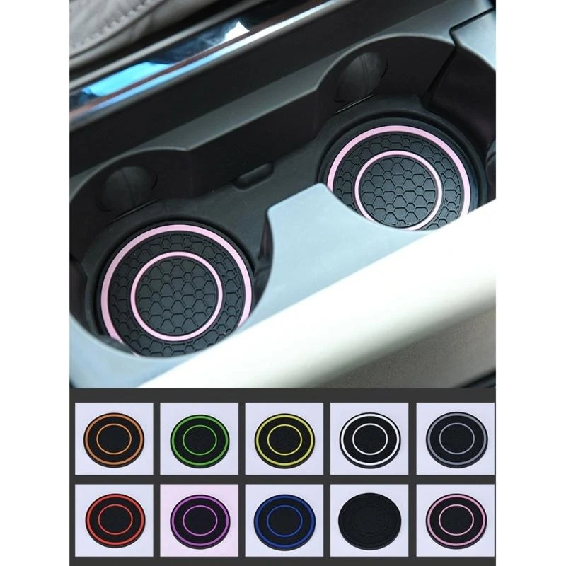 

Car Water Cup Holder Pad Honeycomb Texture Embeded Non Slip Mat Universal Automotive Bottle Holder Insert Mat 2.75in