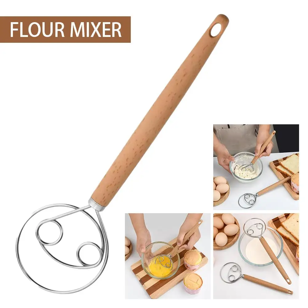 Danish Dough Whisk Stainless Steel Bread Mixer with Handle Artisan Bread Baking Tool for Kneading & Whisking ﻿