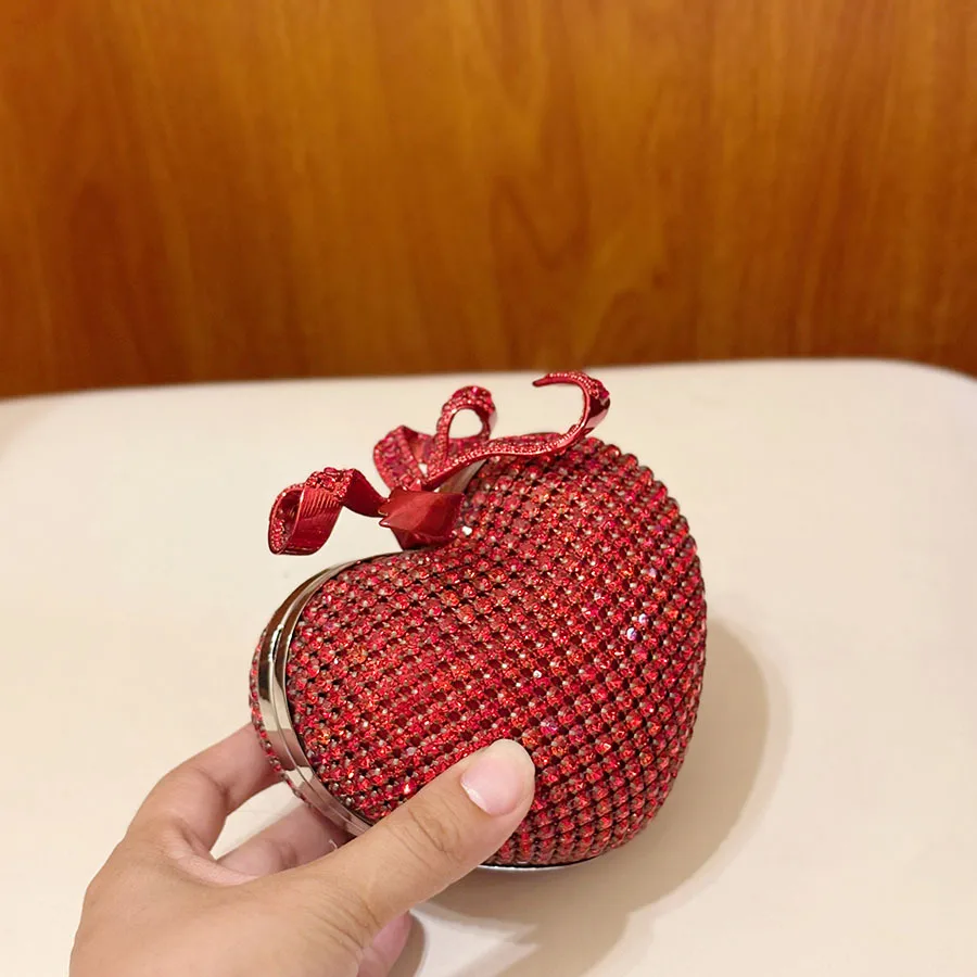 Heart Diamond Dinner Bag Banquet Full Diamond Clutch Bag Rhinestone Bow Dress Bag