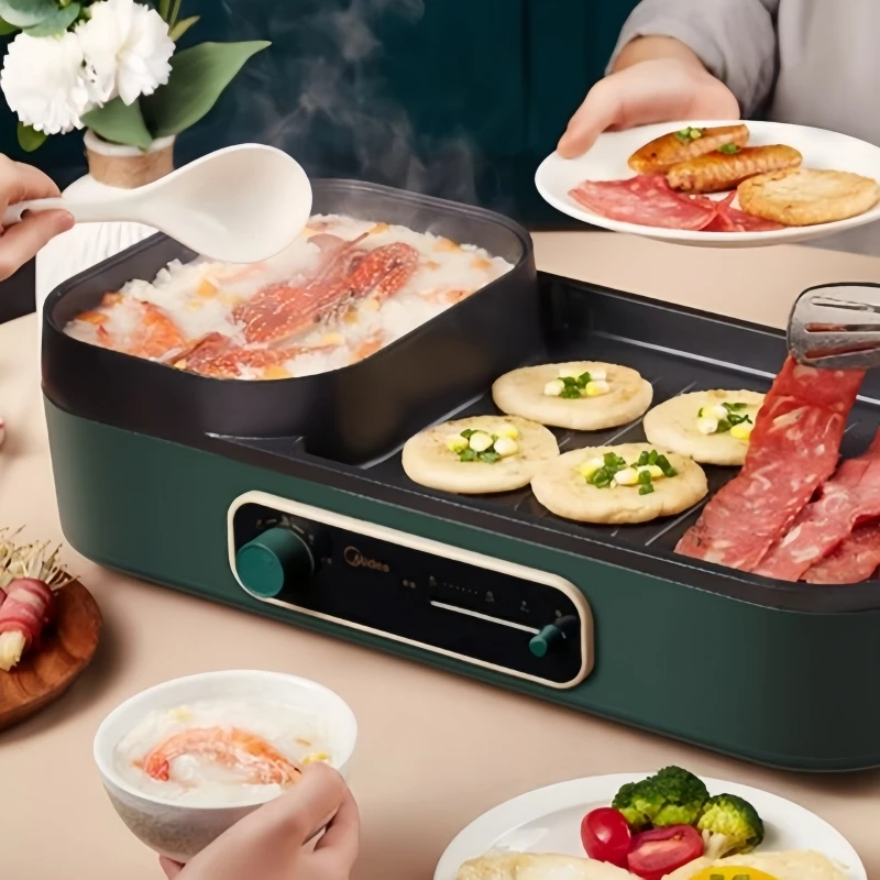 Midea 220V Shabu Shabu All-in-One Deepened Multifunctional Household Shabu Smokeless Grill Pan Roast Fish Roast Meat