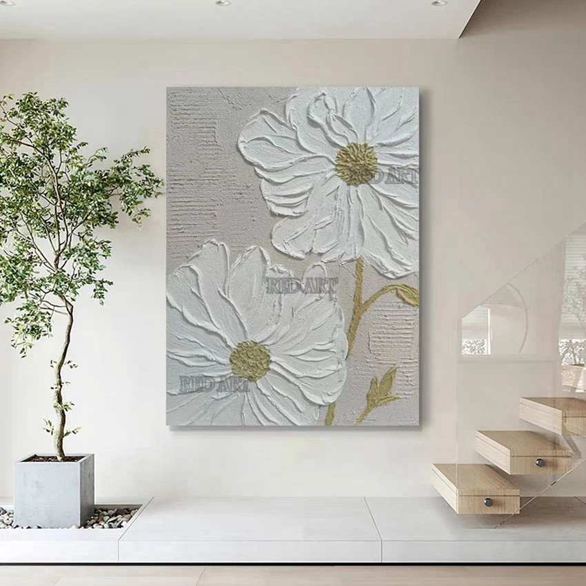 

Palette Knife Texture Wall Art On Canvas 3D Flower Paintings Bedroom Decorative Item Thickness Oil Painting Coloful Murals Art