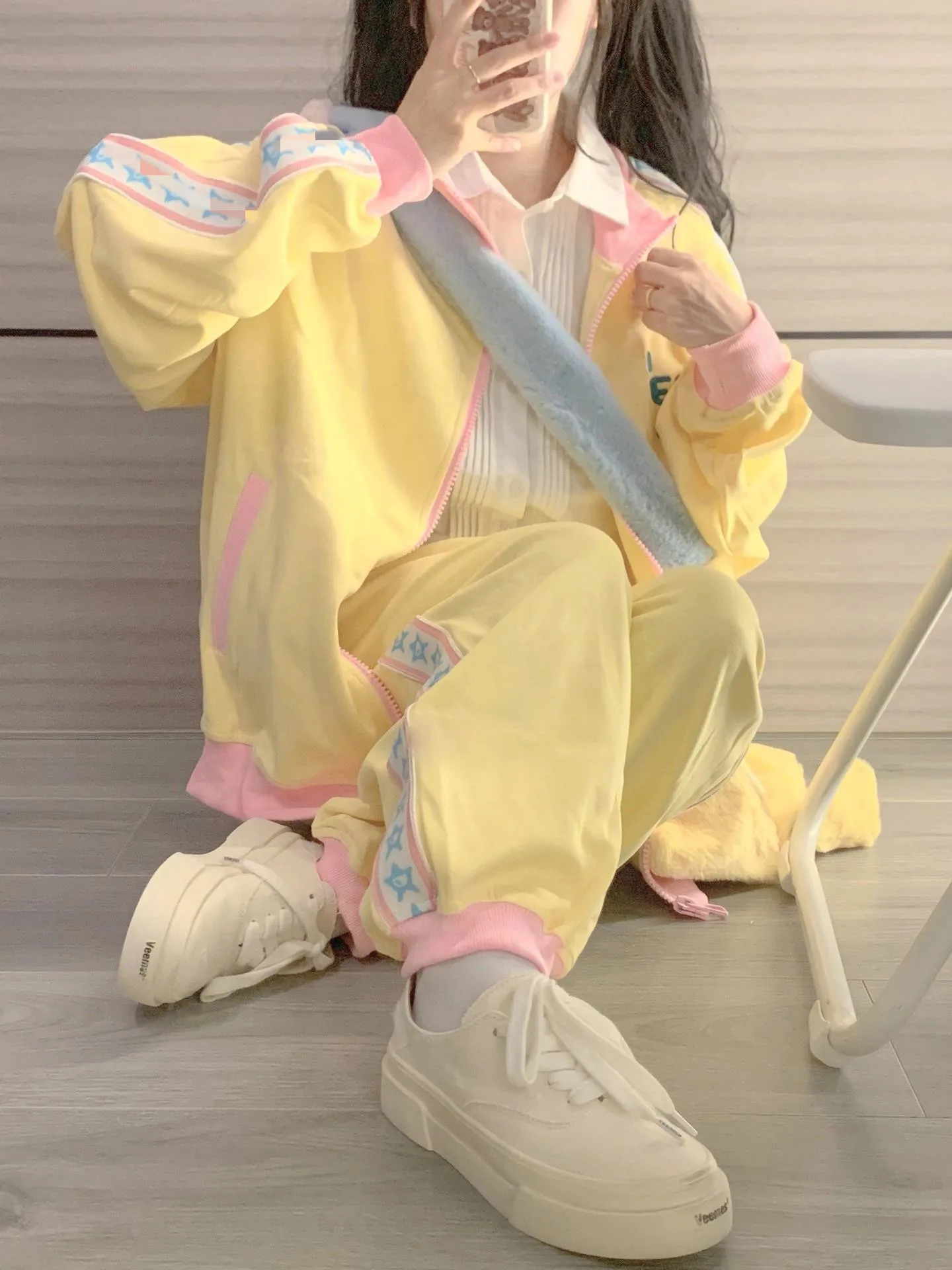 

Dopne Casual Sportswear Set Women Spring Autumn Loose Student INS Hong Kong Sle Girl Feeling Two Piece Set Cotton Material