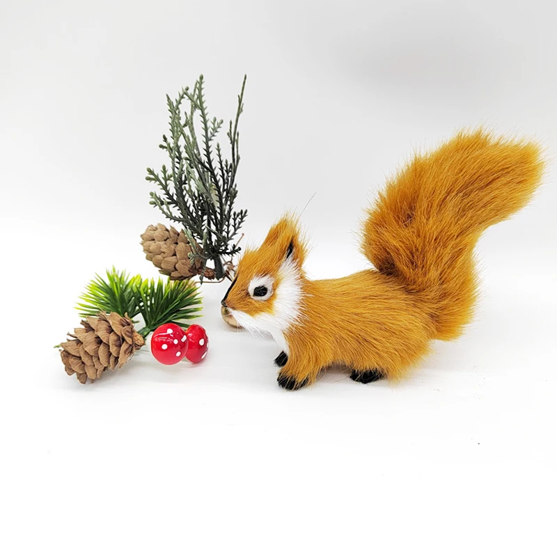 Simulation Squirrel Animal Figurines Miniatures Artificial Fake Squirrel Garden Tree Ornaments Home Christmas Table Decoration