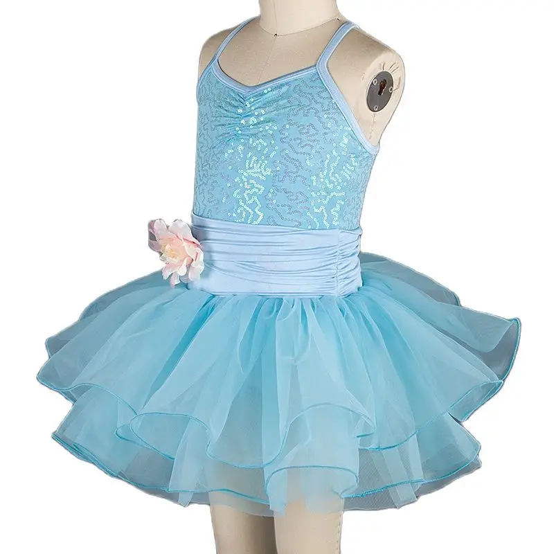 Disfraz de ballet con lentejuelas blancas para niñas, traje de baile para actuaciones, tutú, precio competitivo