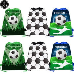 6pcs Soccer Drawstring Bag Sports Gym Football Soccer Drawstring Backpack Gifts Bags Treat Bags Soccer Birthday Party Favors