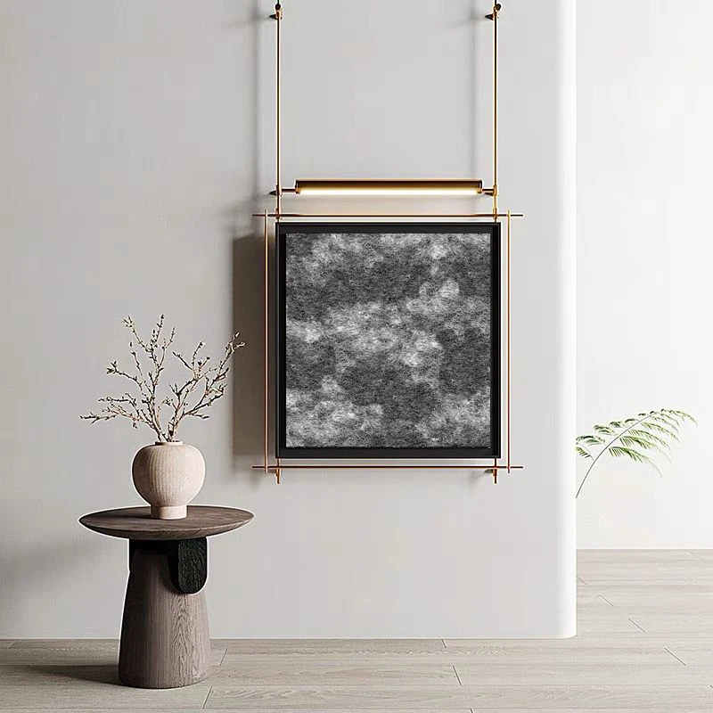 Wabi Sansi retro simple wall hanging hotel background wall antique metal rod decorative painting in the sales office