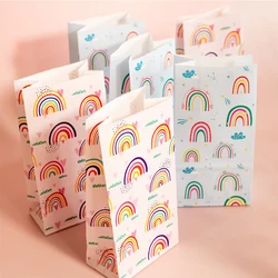 10Pcs Paper Candy Bag Rainbow Pattern Biscuit Cake Bag Birthday Party Decoration Baking Snack Gift Packaging Bag