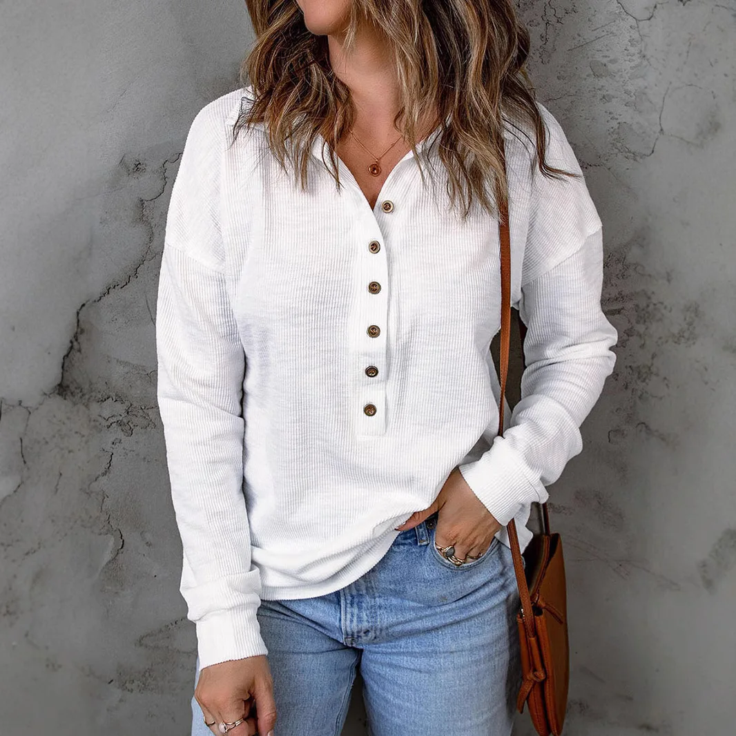 Autumn Winter Solid Lapel Single-Breasted Long Sleeve Knit Top Women's Loose Casual