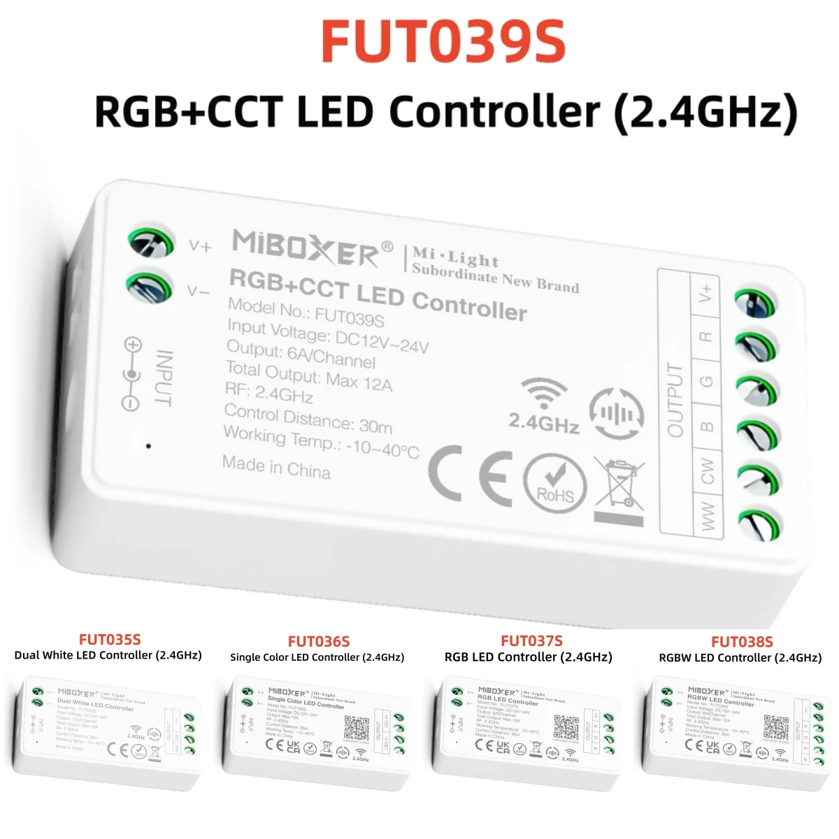 Miboxer LED Controller FUT035s FUT036s FUT037s FUT038s FUT039s 2.4GHz DIM RGBW RGB CCT Ccontroller