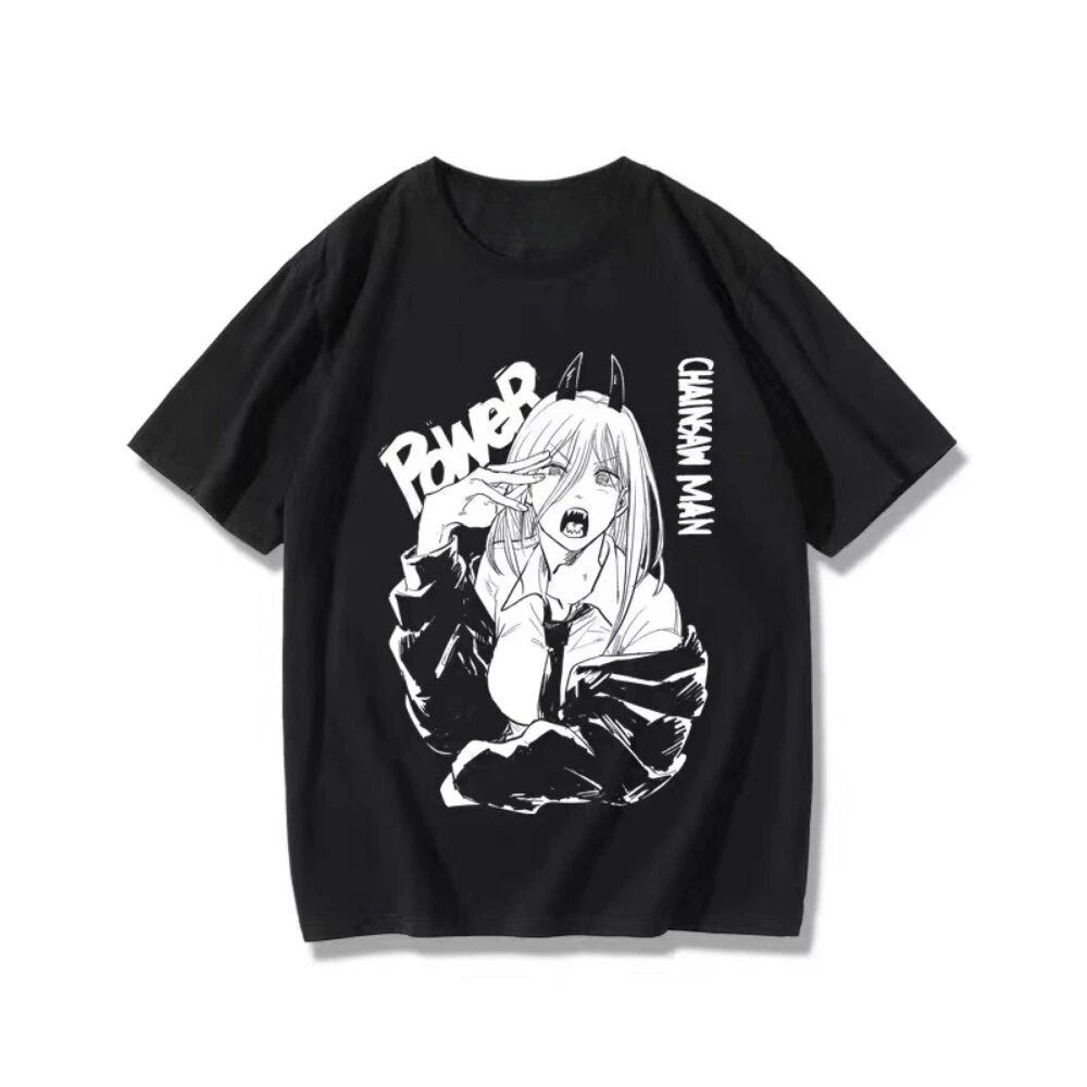 Camisetas de animation Chainsaw Man Power con estampado de animation camisetas de manga corta para mujeres
